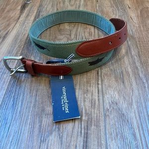 Men’s Vineyard Vines size 34 Emb Icon Canvas Club Belt in Marine Olive